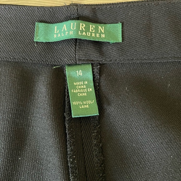 Ralph Lauren black 100% wool dress pants front zipper side pockets US 14 - Picture 4 of 15